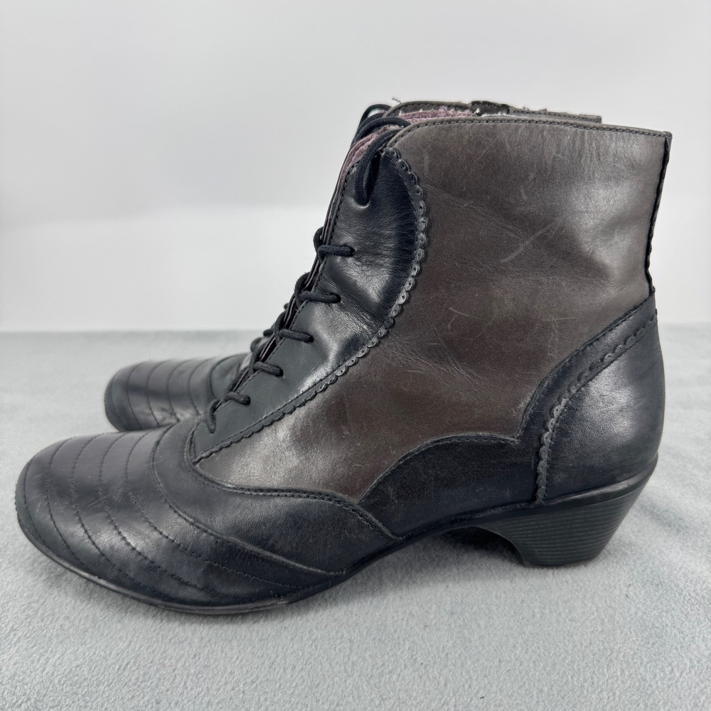 Dansko Felix Womens 41 10.5-11 Leather Ankle Boots Black Lace Up Zip Victorian